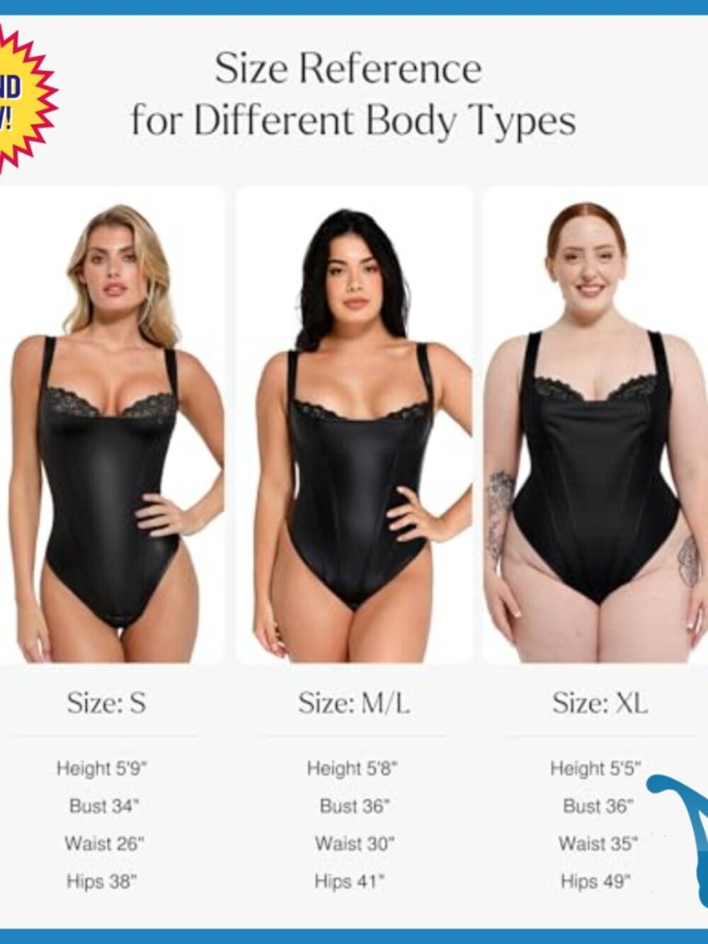 Faux Leather Shapewear Bodysuit with Lace Underwire Tummy Control - Picture 6 of 7